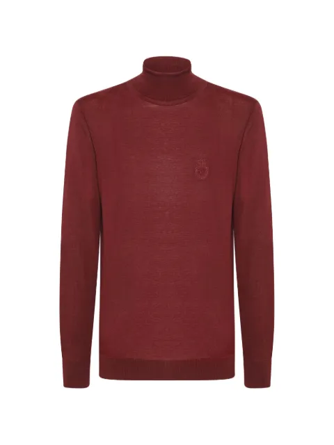 Billionaire crest-embroidered roll-neck sweater Red W19CMKK0130BKN001N