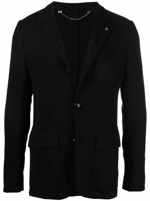 Billionaire crest-embroidered slim-fit blazer Black O20CMRF1294BTE004N