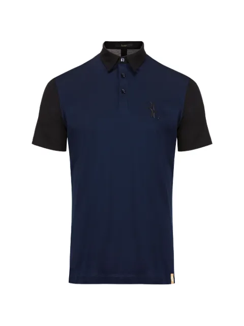 Billionaire Double B logo-embroidered polo shirt Blue O18CMTK2636BTE014N