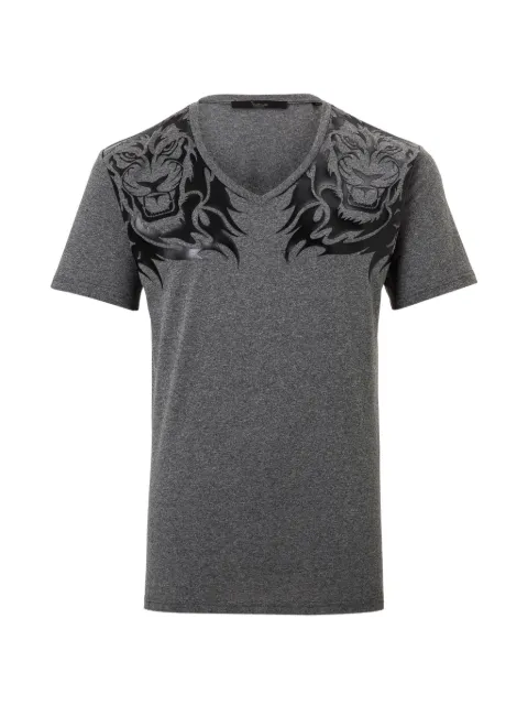 Billionaire lion-print V-neck T-shirt Grey O17CMTK1176BTE014N