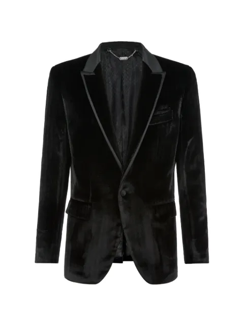 Billionaire Elegant herringbone-pattern velvet blazer Black O19CMRF0943BTE004N