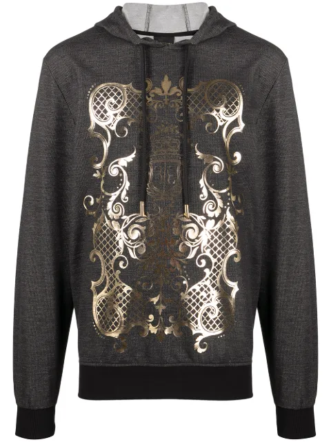 Billionaire baroque-print hooded sweatshirt Black W20CMJB1953BTE013N