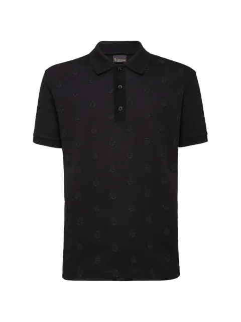 Billionaire Crest-embroidered piqué polo shirt Black B19CMTK2915BTE014N