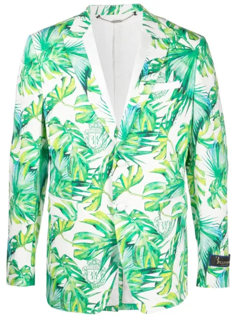 Billionaire palm-tree print blazer White I19CMRF0796BTE004N
