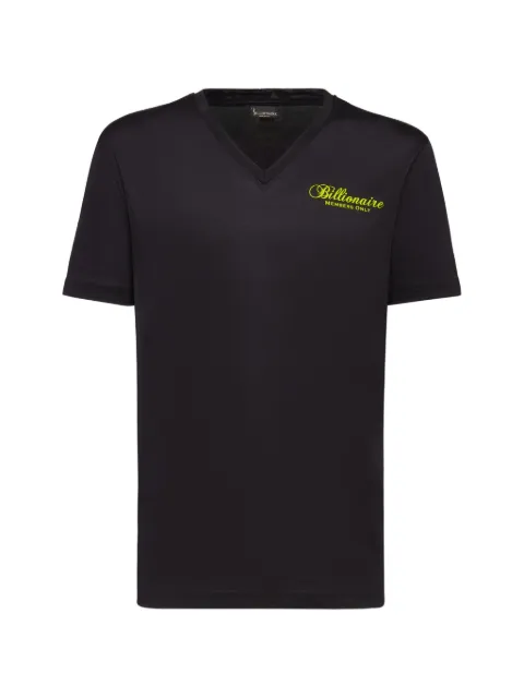Billionaire logo-embroidered V-neck T-shirt Black B19CMTK2896BTE014N