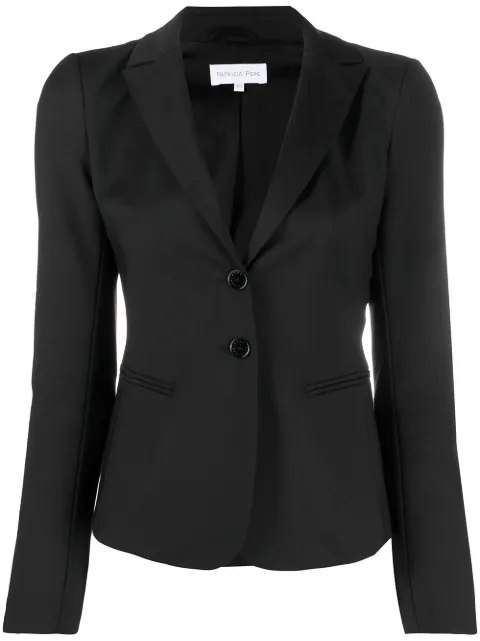 Patrizia Pepe fitted notched lapel blazer Black CSA112AQ39