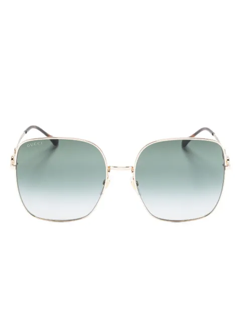 Gucci Eyewear Horsebit detail square-frame sunglasses Gold 648494I3330