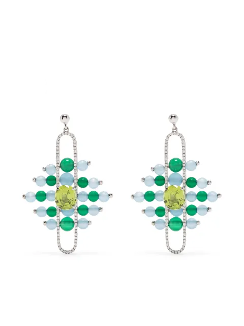 ZEEMOU ZENG 18kt white gold diamond pave Impressionists Dangle earrings Blue IMPRESSIONISTSDANGLEEARRINGSVERIDIAN