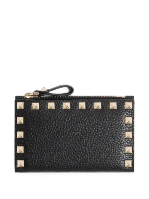 Valentino Garavani Rockstud grainy calfskin cardholder with zip Black WP0605VSH