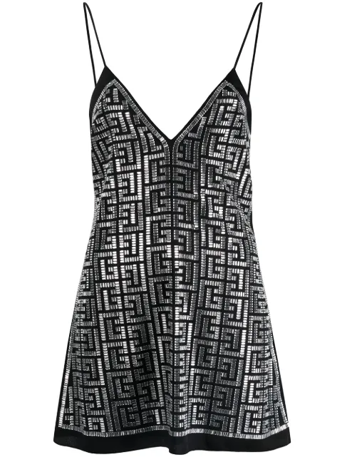 Balmain crystal-embellished vest top Black VF0R2000P084