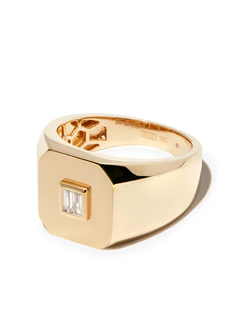 SHAY 18K yellow gold baguette diamond-embellished signet ring Gold SMR49YG18