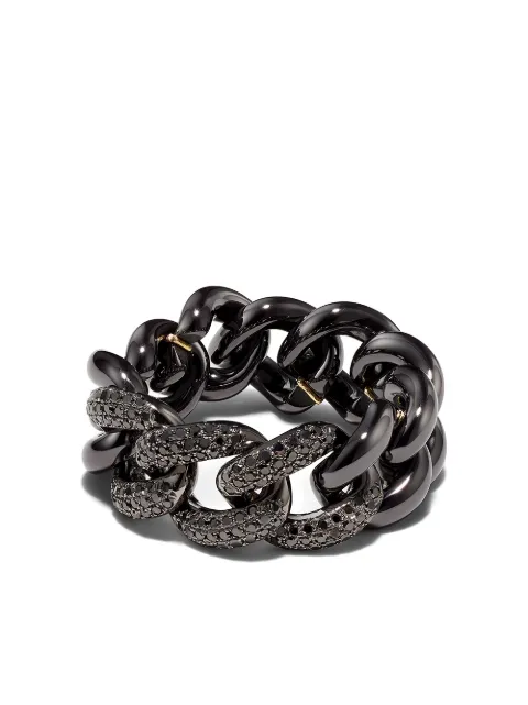 SHAY 18K black gold diamond chain ring Black SMR13BG18