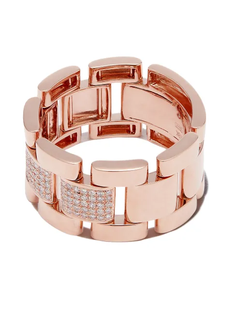 SHAY 18K rose gold partial pave journey link ring Gold SMR9RG18