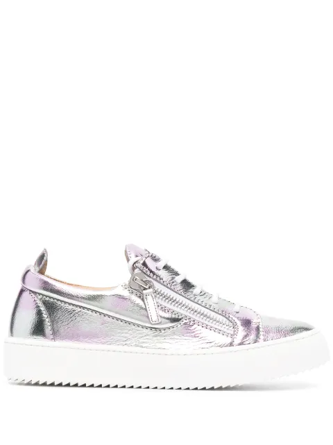 Giuseppe Zanotti metallic leather low-top sneakers Silver RW00017036