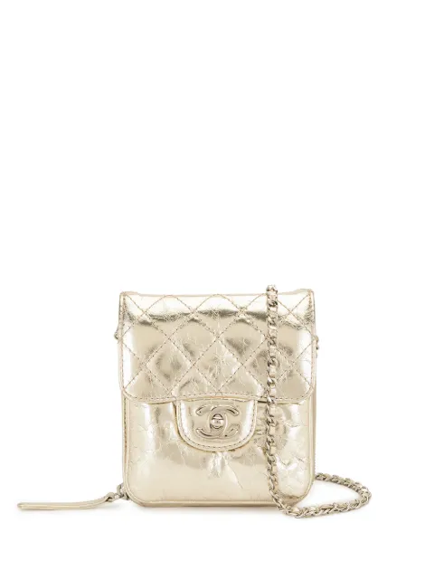 CHANEL Pre-Owned 2012-2013 diamond quilted CC crossbody bag Gold 16247113