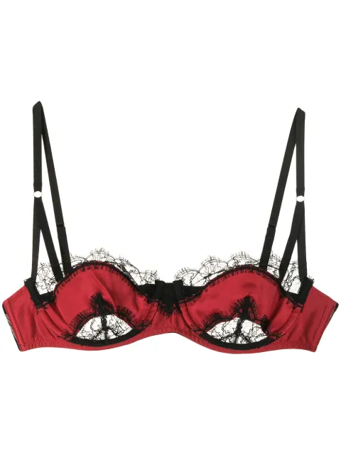 Kiki de Montparnasse balconette lace silk bra Red BR133RED