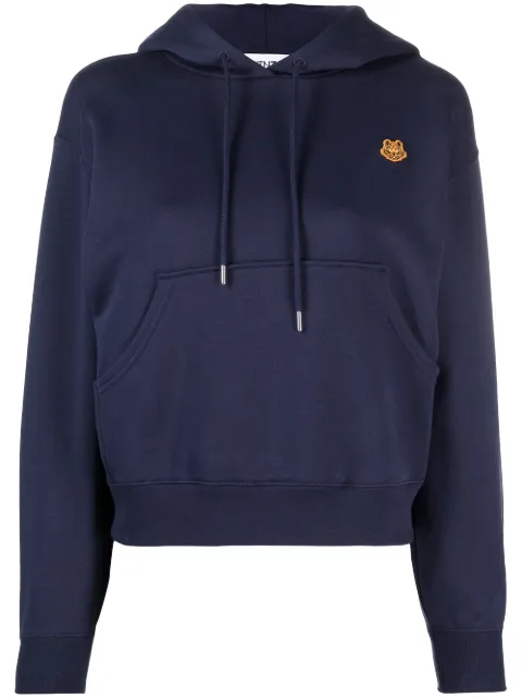 Kenzo tiger patch cotton hoodie Blue FB52SW7774ML
