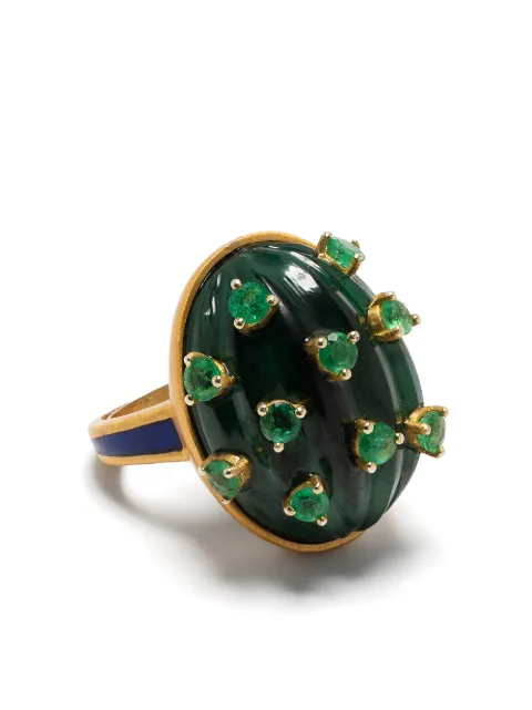 AKANSHA SETHI Cactus emerald studded ring Gold CACTUSRING
