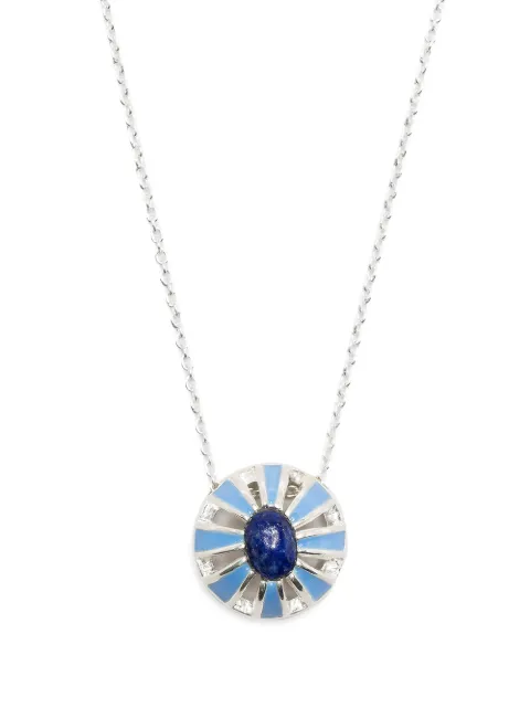 AKANSHA SETHI lapis lazuli enamel Button necklace Silver LAPISLAZULITURQUOISEENAMELBUTTONNECKLACE