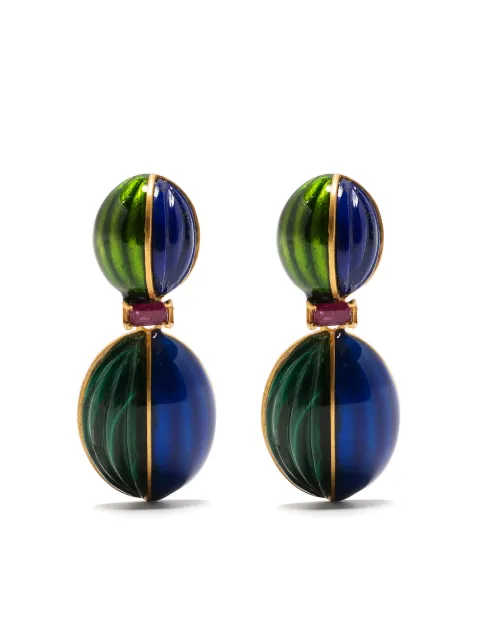 AKANSHA SETHI lapis enamel drop earrings Gold LAPISENAMELDROPEARRINGS