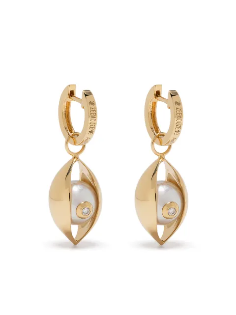 ZEEMOU ZENG 18kt yellow gold diamond akoya pearl Eye earrings Gold EYEEARRINGDIAMONDGOLDAKOYAPEARLRUBY