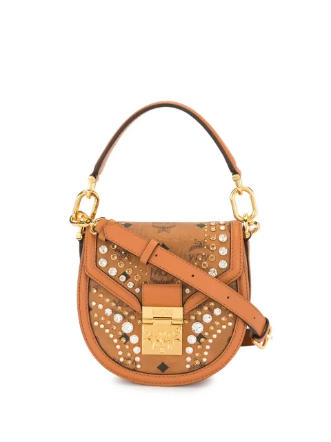 MCM crystal-embellished shoulder bag Brown MWRBSVI01CO