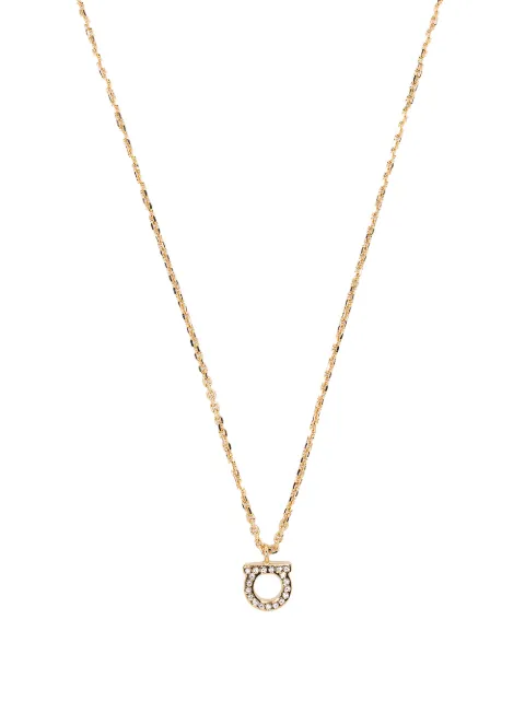 Ferragamo Gancini crystals necklace (S) Gold 696654