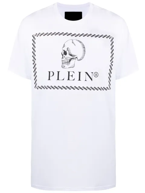 Philipp Plein outline skull print T-shirt White PAACMTK5145PJY002N