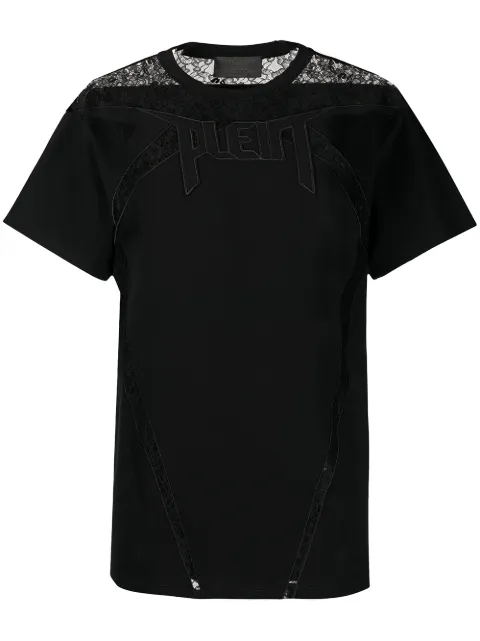 Philipp Plein lace-panelled T-shirt Black PAACWTK2184PJY002N