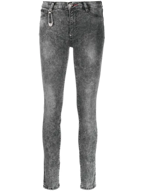 Philipp Plein high-waisted cotton jeggings Grey PAACWDT1554PDE004N