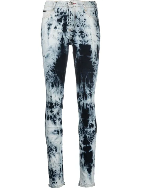 Philipp Plein high-waisted acid-wash jeggings Blue PAACWDT1631PDE004N