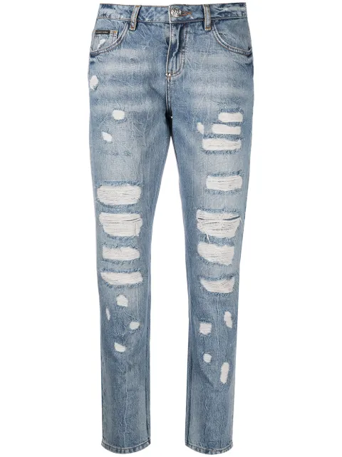 Philipp Plein distressed boyfriend jeans Blue PAACWDT1552PDE004N