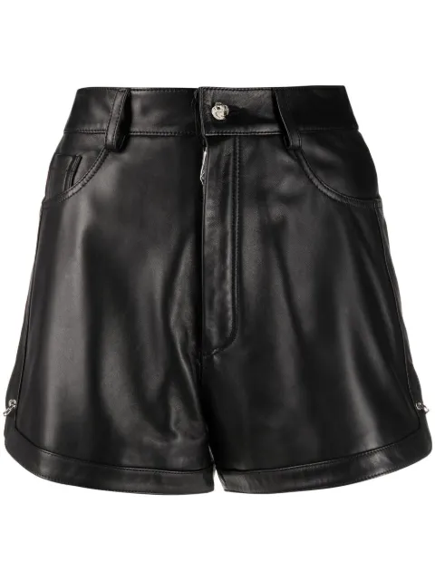 Philipp Plein pin-embellished leather shorts Black PAACWLT0104PLE010N