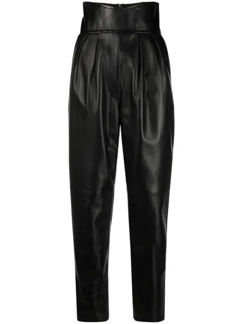Philipp Plein high-waisted leather trousers Black PAACWLT0106PLE010N