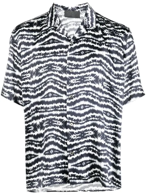 Philipp Plein tie-dye print bowling shirt Black PAACMRP1477PTE028N