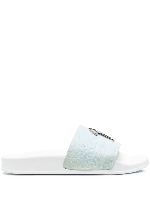 Giuseppe Zanotti logo open-toe slides Blue RS90059030