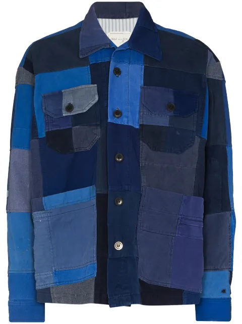 Greg Lauren French Artist patchwork jacket Blue BM008