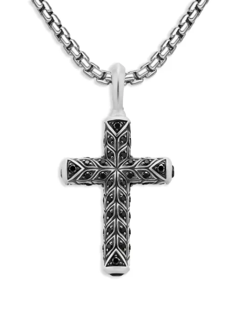 David Yurman sterling silver Chevron Cross diamond pendant (47mm) Silver D25461MSSABD