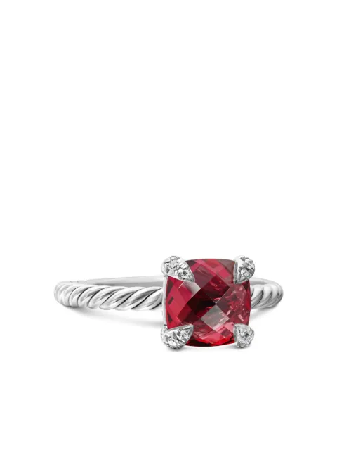 David Yurman sterling silver Chatelaine rhodolite garnet and diamond ring (8mm) Silver R16329DSSARGDI