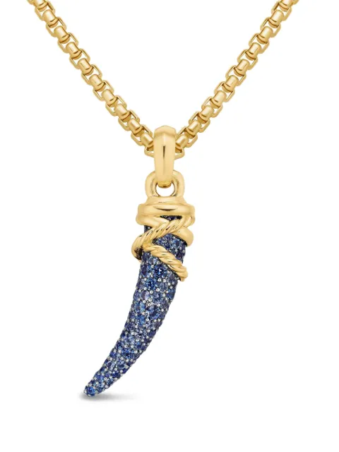 David Yurman 18kt yellow gold Tusk amulet (28.8mm) Blue D1665188ABSVB