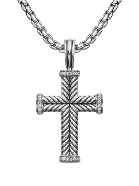 David Yurman sterling silver Chevron Cross diamond pendant (33.5mm) Silver D05039MSSADI