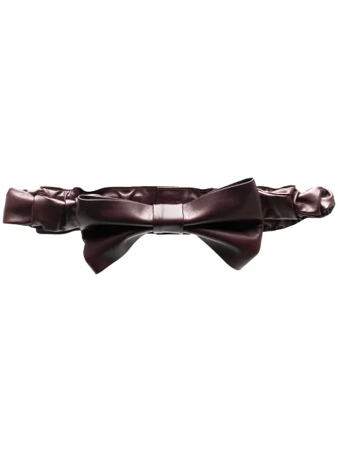 RED(V) oversize bow leather belt Red QT0B07MYC