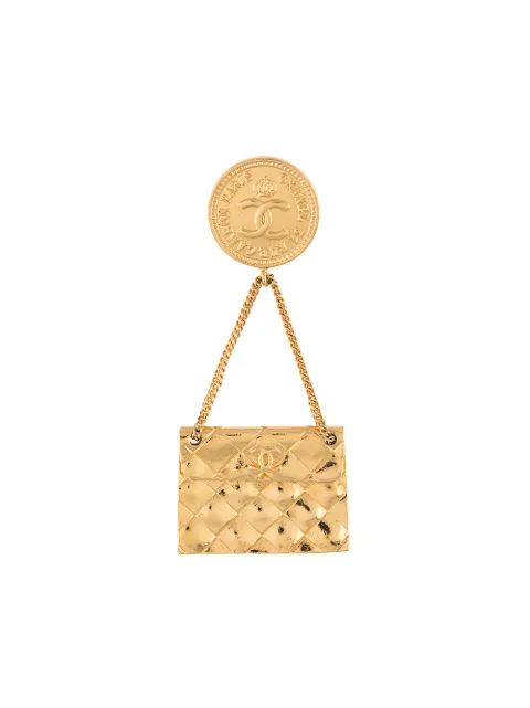 CHANEL Pre-Owned 1990s Classic Flap bag motif brooch Gold B26