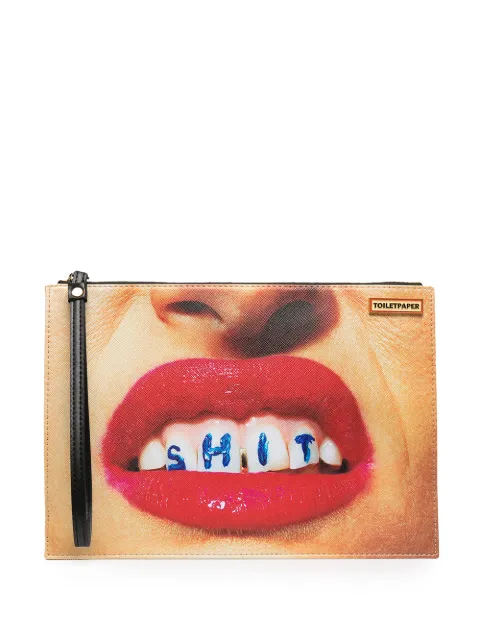 Seletti lipstick photo clutch bag Neutrals 2584
