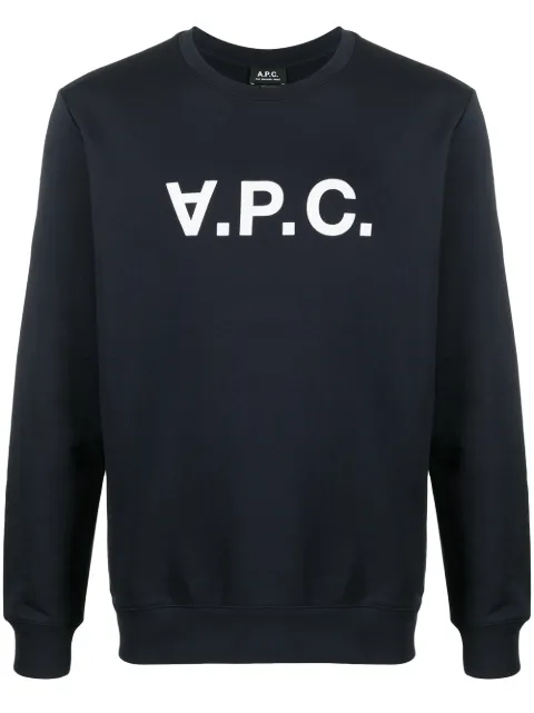 A.P.C. logo-print round neck sweatshirt Blue COECQH27378