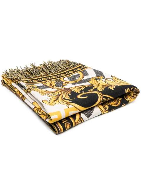 Versace Baroque pattern throw blanket Black ZPLS14001ZWOJ0004