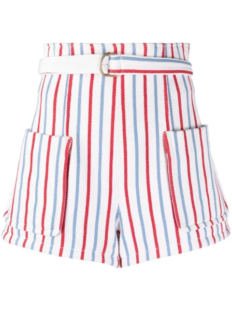 Philosophy Di Lorenzo Serafini striped high-waisted shorts Neutrals A03042139