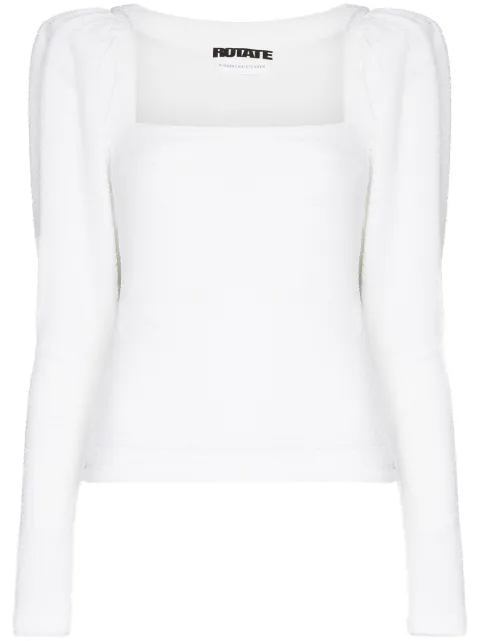ROTATE BIRGER CHRISTENSEN Stevie square-neck long-sleeve top White RT183