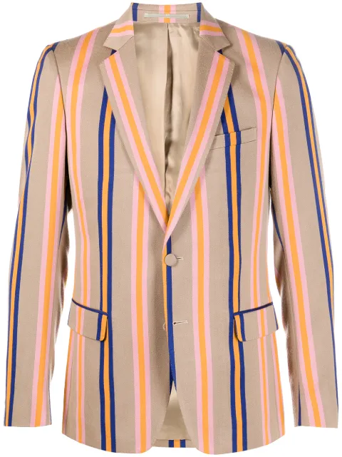 Walter Van Beirendonck Pre-Owned Sharp stripe-print blazer Brown 3001