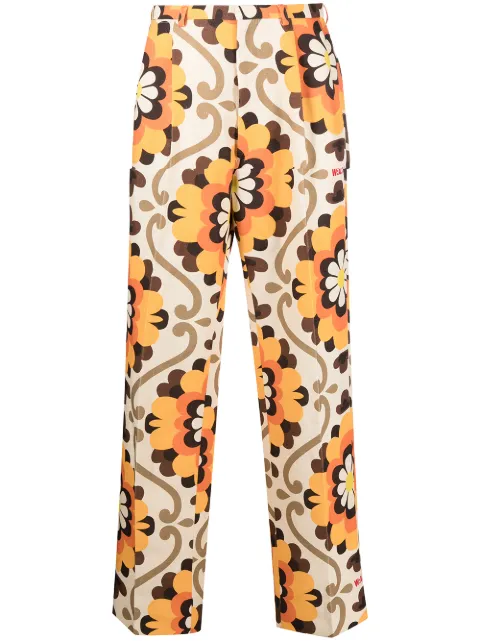 Walter Van Beirendonck Pre-Owned Dream flower-print trousers Neutrals 2002